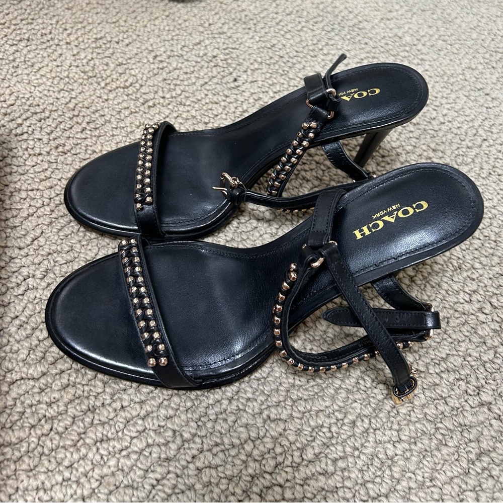 Coach Black Studded Sandals